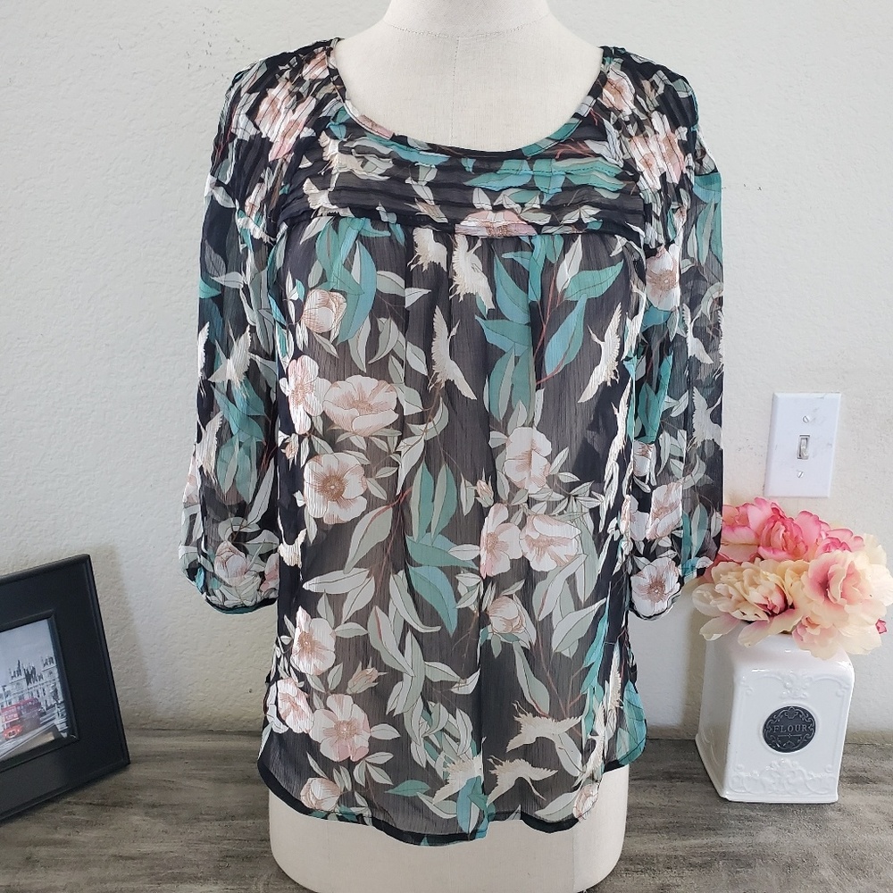 LC Lauren Conrad Floral Bird Blouse